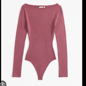 Abercrombie & Fitch Long-Sleeve Glossy Slash Bodysuit